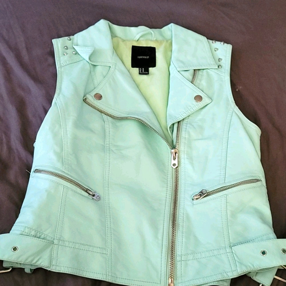Studded faux leather vest